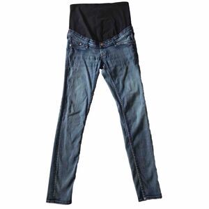H&M & Denim Maternity Jeans Pant SZ 8 Blue Skinny High Rib Mama Stretch Tummy